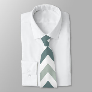 Cravate chevron turquoise et sage