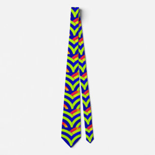 Cravate chevron vert/par bleu incurvé moderne sophistiqu