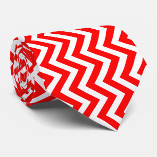 Cravate Chevron vertical grand format rouge et blanc