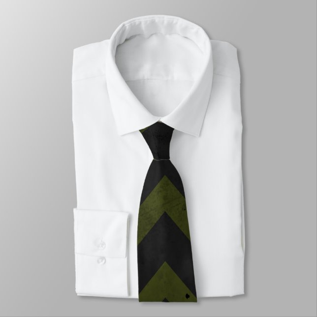 Cravate chevron vintage vert de l'armée gris foncé (Attaché)