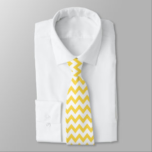 Cravate Chevron ZigZag Motif moutarde jaune blanc chic