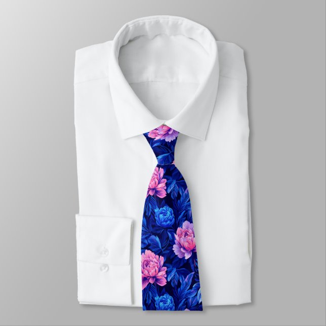 Cravate Chic Christmas Gift For Boyfriend Peonies Flower (Attaché)