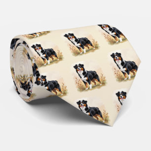 Cravate Chien Berger Australien Tricolore Noir Aussie