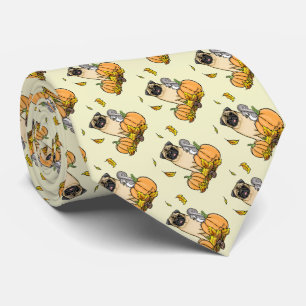 Cravate Chien Carlin d'automne (fawn) Citrouille mignon Fe