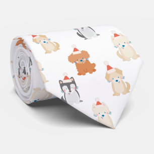 Cravate Chien Chien Père Noël Motif Cream Holiday