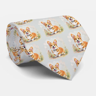 Cravate Chien Corgi Gallois Pembroke Rouge Mignon
