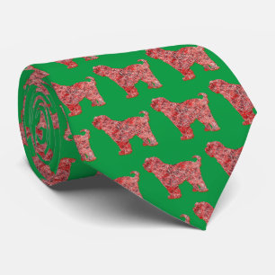 Cravate Chien de Noël Tibétain Terrier Silhouette Vert