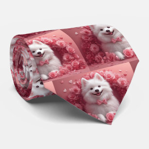 Cravate Chien Esquimau Américain avec des Roses - Saint-Va