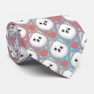 Cravate Chien Esquimau Américain Motif Cœurs de la Saint-V