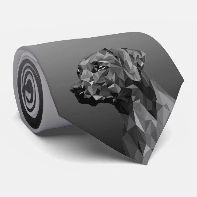 Cravate Chien géométrique gris (Roulé)