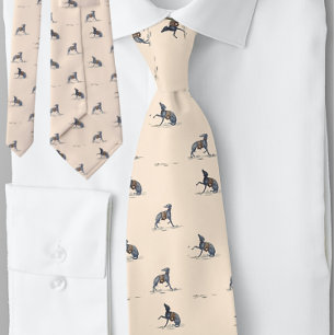 Cravate Chien Greyhound Motif Vintage Peach