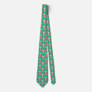 Cravate Chien rose Motif design - Vert