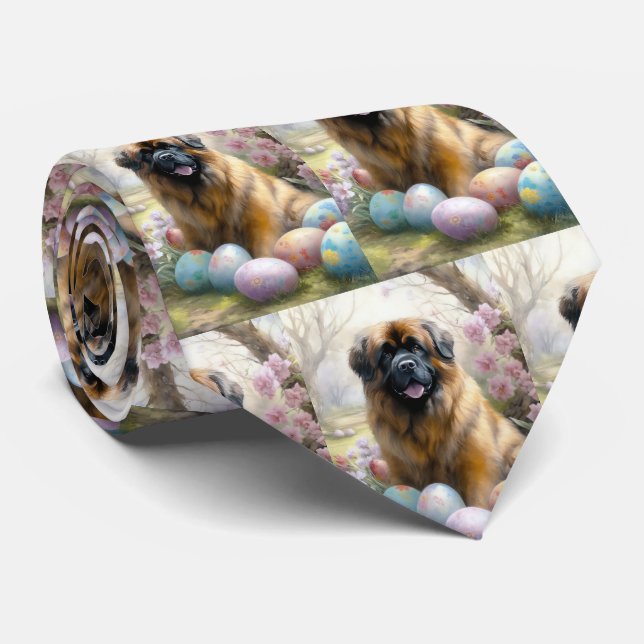 Cravate Chien tibétain mastiff avec oeufs de Pâques vacanc (Roulé)