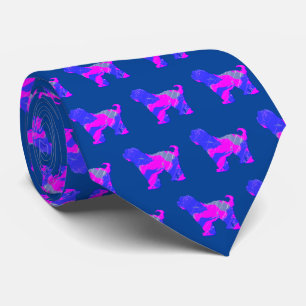 Cravate Chien Tibétain Terrier rose Silhouette Bleu Cou