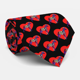 Cravate Chien Whippet Silhouette Valentines Jour Coeur rou