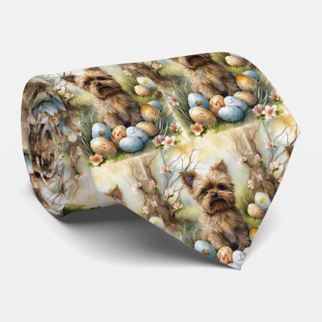 Cravate Chien Yorkipoo Avec Oeufs De Pâques Vacances (Roulé)