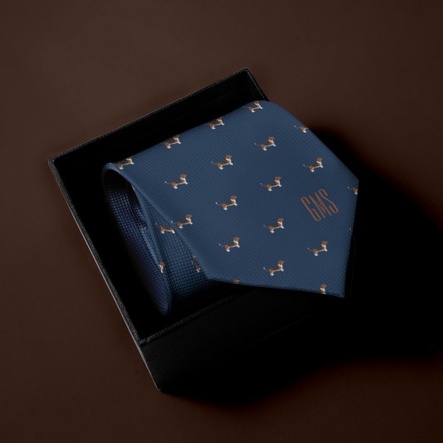 Cravate Chiens beagles Motif Monogramme (Créateur téléchargé)