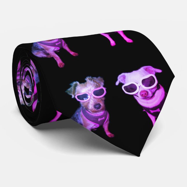 Cravate Chiens en lunettes (Roulé)