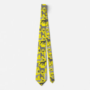 Cravate Chiens et pattes motif 03.b B Jaune BG