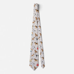 Cravate Chiens mignons Design Motif Blanc