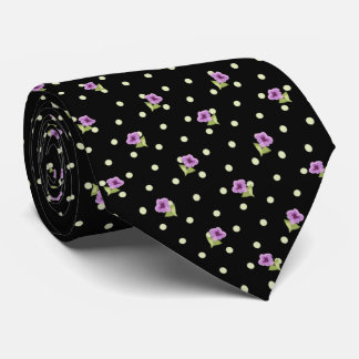 Cravate Chiffres jaune violet foncé à motif floral