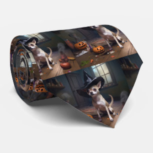 Cravate Chihuahua Citrouilles Halloween effrayant