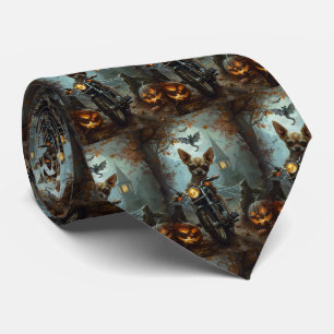 Cravate Chihuahua équitation moto Halloween effrayant