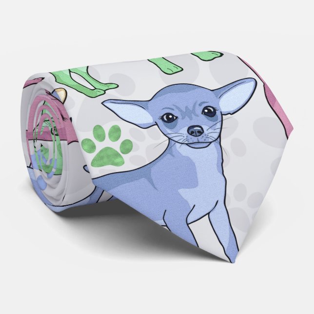 Cravate Chihuahua Lover Motif coloré (Roulé)