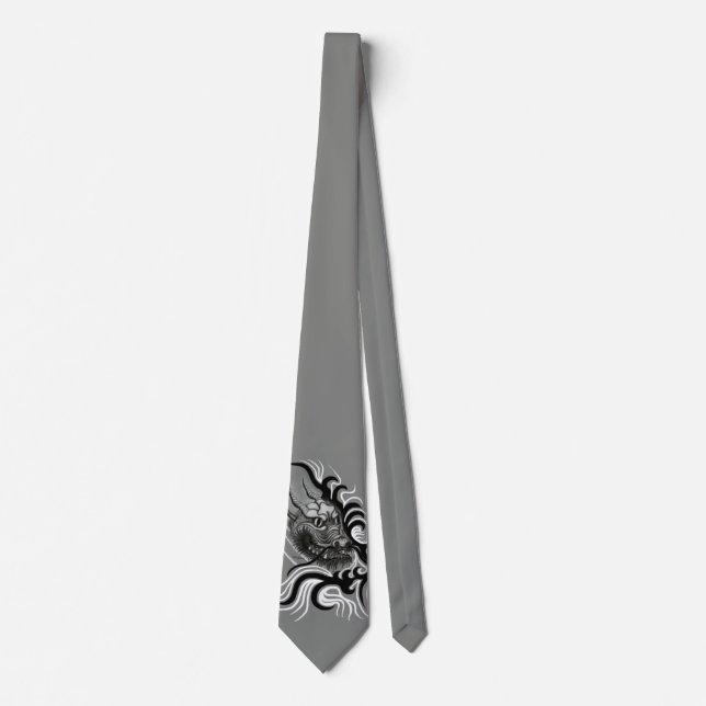 Cravate Chine Dragon dans les styles tatouage (Devant)