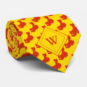 Cravate CHINE Écriture chrétienne Monogramme Jaune