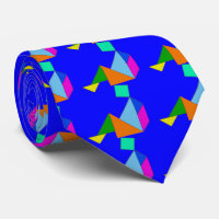 Cravate chinoise bleue de Tangram