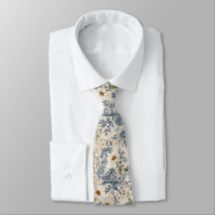 Cravate Chinoiserie Libellules et Pâquerettes