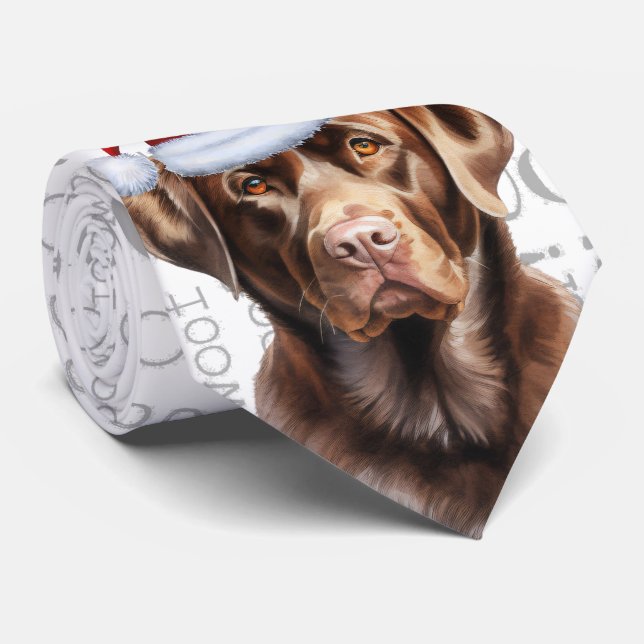 Cravate Chocolat Lab et Woof Christmas Dog (Roulé)