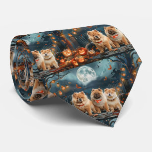 Cravate Chow Chow Halloween Éffrayant