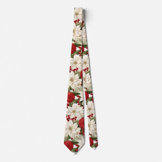 Cravate Christmas Poinsettia – Holiday Floral Design (Devant)