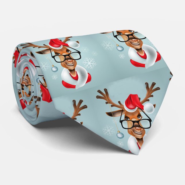 Cravate Christmas Reindeer Père Noël Fun Humour (Roulé)