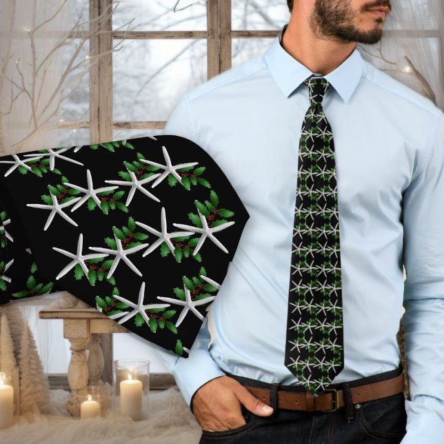 Cravate Christmas Starfish Black pattern tie (Créateur téléchargé)