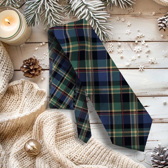 Cravate Christmas Tartan Brick Blue Green ID1141B (Créateur téléchargé)