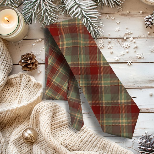 Cravate Christmas Tartan Brick Red Green ID1141A (Créateur téléchargé)