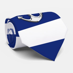 Cravate Chrome Comme Ancre sur Marine Blue Stripes