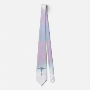 Cravate Chrome Comme Caduceus Symbole Médicale Mère Pearl