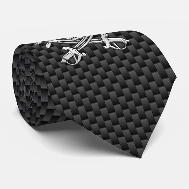 Cravate Chrome comme Pirate sur Carbon Fiber style impress (Roulé)