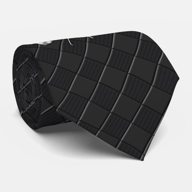 Cravate Chrome Racing drapeaux sur style cuir fin (Roulé)