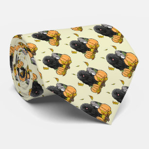 Cravate Chute Puli Chien (noir) Citrouille Feuille mignon