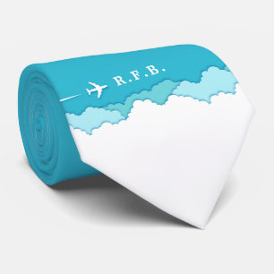 Cravate Ciels conviviaux   Initiales personnalisées thémat