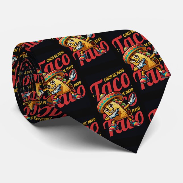 Cravate Cinco de Mayo Taco Thème (Roulé)