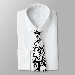 Cravate Citerne Motif Fantôme Noir Et Blanc