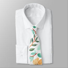 Cravate Citron botanique Jaune Floral Motif