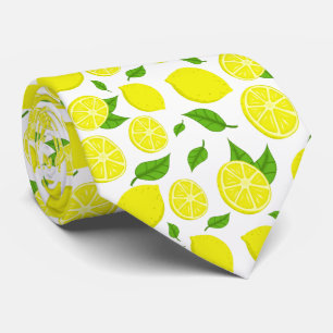 Cravate Citrons et feuilles vertes sur fond personnalisé