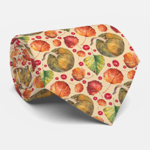 Cravate Citrouille Boho Terracotta Automne Feuilles Automn